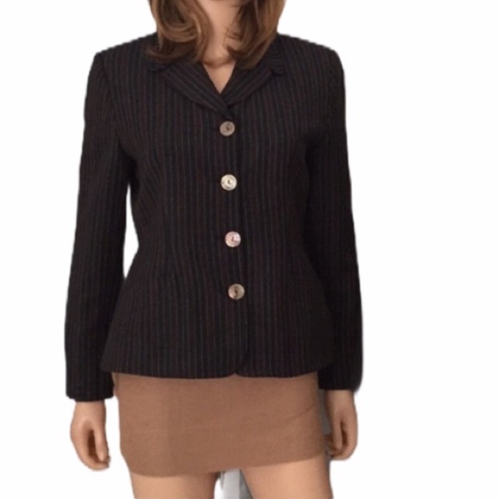 Vintage Harve Benard 100% Wool Pinstripe Classic Blazer Size 10P